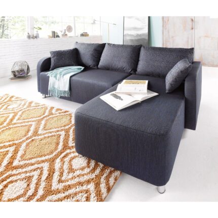 INOSIGN Ecksofa, mit Bettfunktion und Bettkasten – Farbe dunkelblau